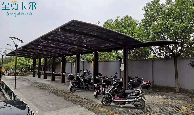 广州自行车棚厂家？小区自行车棚图片大全？