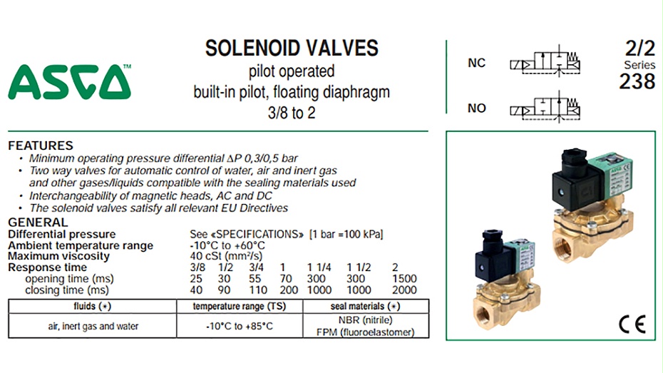 ASCO SCG238F017二通电磁阀