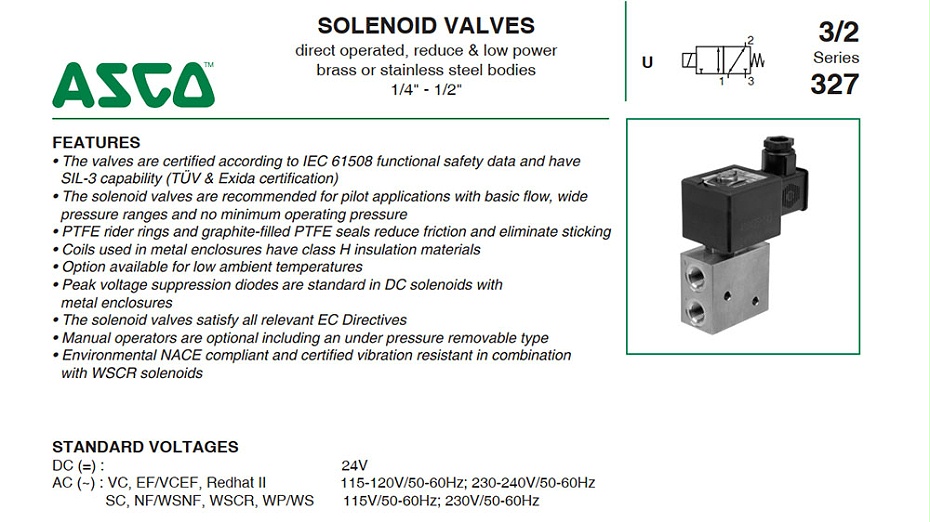 ASCO NF8327A610隔爆二位三通电磁阀 ASCO NF8327A610隔爆二位三通电磁阀