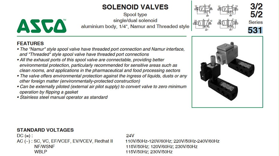 ASCO防爆电磁阀VCEFCM8531G317MO选型